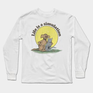 Life Is A Simulation / Faded-Style Nihilist Design Long Sleeve T-Shirt